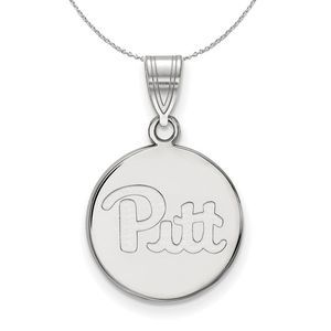 Sterling Silver U. of Pittsburgh Medium Disc Necklace - 18 Inch